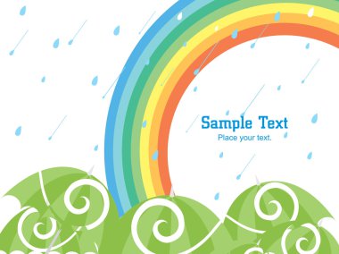 Rainy background with rainbow clipart