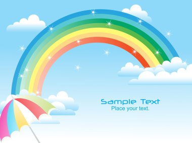 Rainy background with rainbow clipart