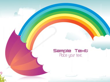 Rainy background with rainbow clipart