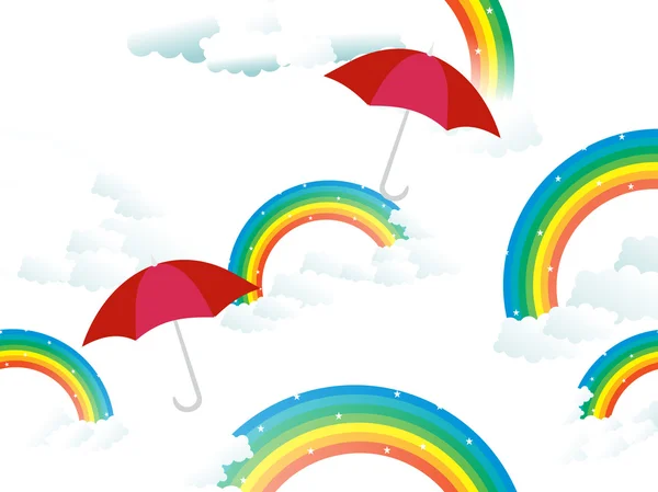 Fundo chuvoso com arco-íris —  Vetores de Stock