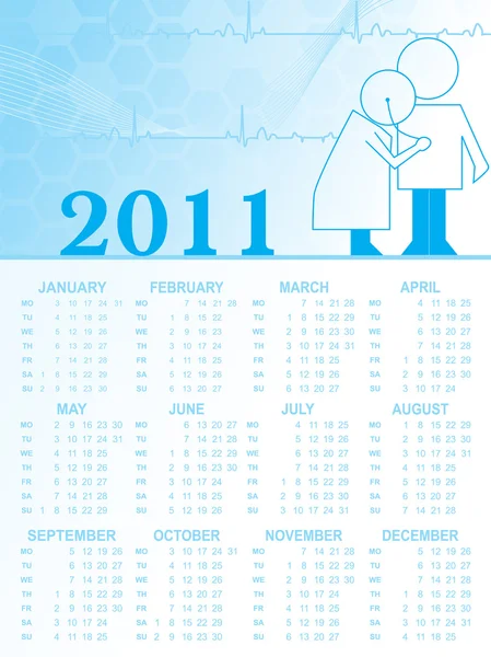 Kalender 2011 für den medizinischen Sektor — Stockvektor