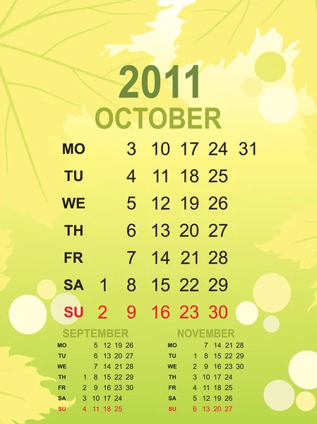 Calender for 2011 — Stock Vector