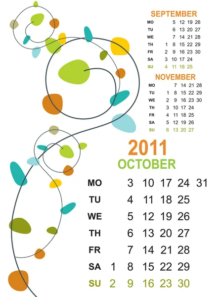 Calendário de arte criativa para 2011 — Vetor de Stock