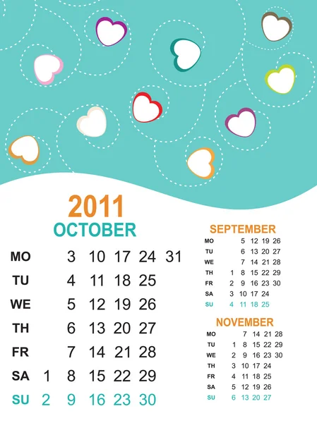 Календар творчих робіт на 2011 рік — стоковий вектор