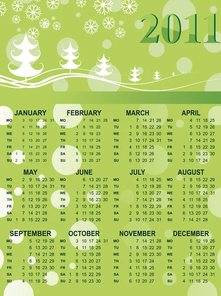 Calendario de fondo de Navidad para 2011 — Vector de stock