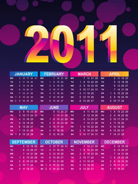 Векторный календарь на новый 2011 год — стоковый вектор
