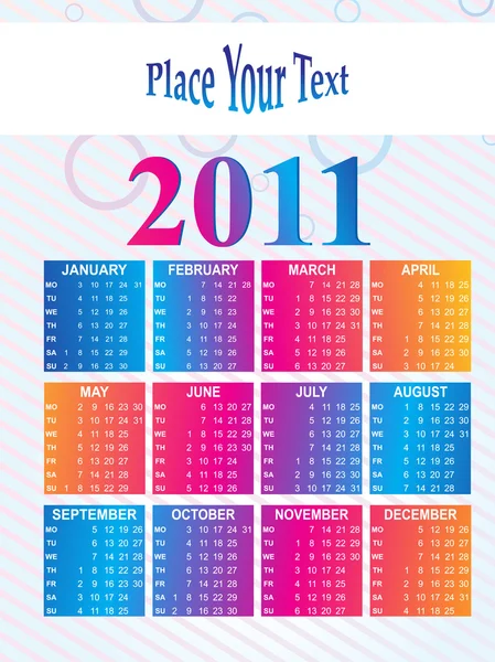 Vector kalender voor nieuwe jaar 2011 — Stockvector