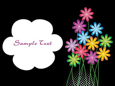 Black background with colorful blossoms clipart