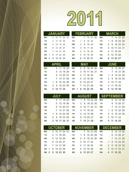 Vektorkalender für das neue Jahr 2011 — Stockvektor