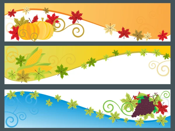 幸せな感謝祭の日のバナーの設定 — ストックベクタ