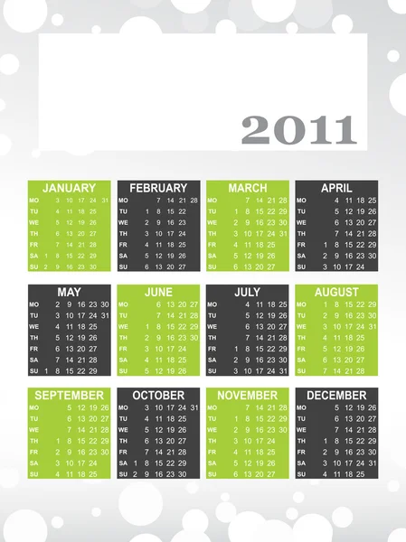 El calendario vectorial para un nuevo año 2011 — Vector de stock