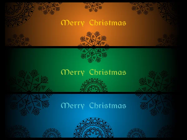 Conjunto de tres feliz bandera de Navidad — Archivo Imágenes Vectoriales