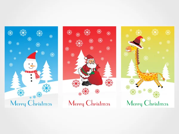 Conjunto de tres feliz bandera de Navidad — Vector de stock