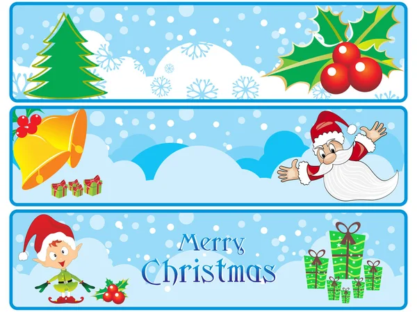 Ensemble de trois joyeux bannière de Noël — Image vectorielle