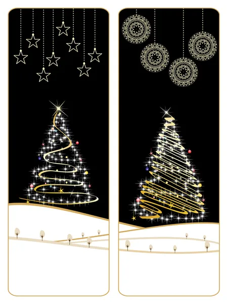 组的两个快乐的圣诞节横幅 — 图库矢量图片