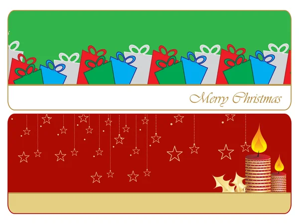Conjunto de dos feliz bandera de Navidad — Vector de stock