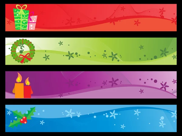 Набор баннеров для веселого Рождества — стоковый вектор