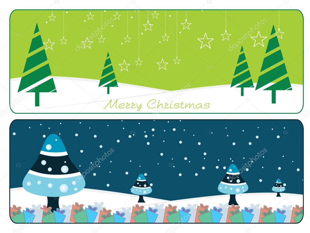 Set of two merry xmas banner