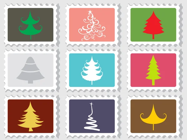 Σύνολο ευχάριστων Χριστουγεννιάτικων γραμματοσήμων — Διανυσματικό Αρχείο