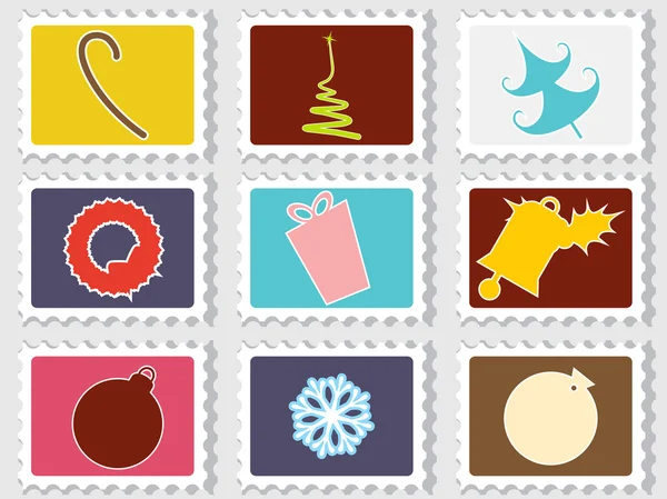 一套快乐的圣诞邮票 — 图库矢量图片