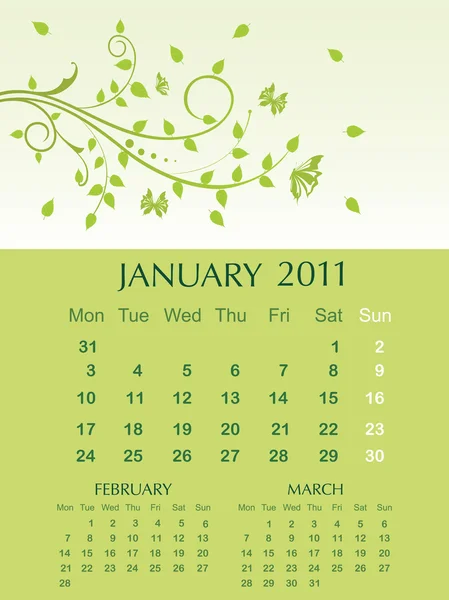 ベクトル 3 か月カレンダー — ストックベクタ