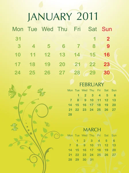 Векторный трехмесячный календарь — стоковый вектор