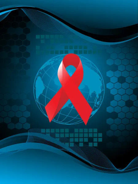 Küre, HIV şerit ile arka plan — Stok Vektör