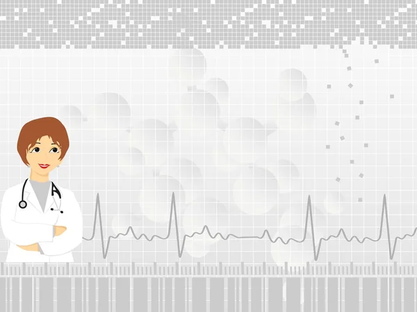 Heartbeat background with doctor — Stock Vector