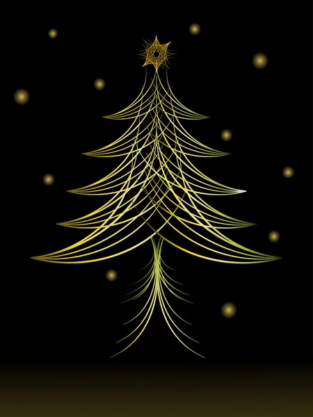 Fondo negro con árbol de Navidad — Vector de stock