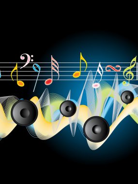 Vector illustration of musical background with musical instrument clipart