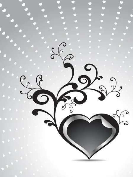 Petit Fond Rayons Coeur Avec Beau Coeur Fleuri Décoré — Image vectorielle