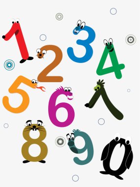 Vector funky numbers clipart