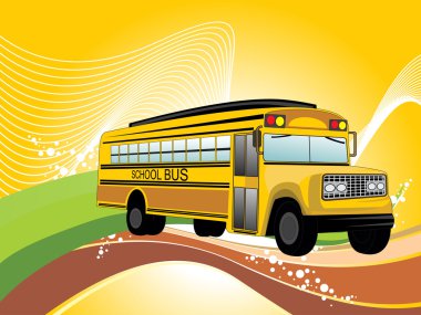 Background with school bus clipart