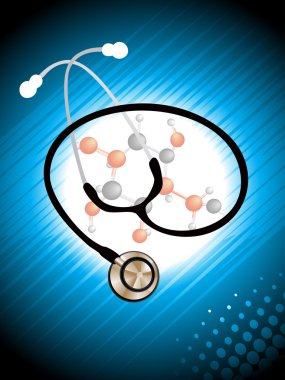 Medical atomic structure background with stethoscope clipart