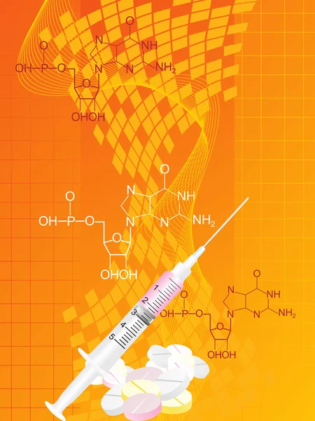 Kémiai Képlet Háttér Injekció Tabletta — Stock Vector