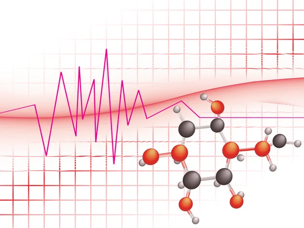 抽象的心跳背景与原子结构 矢量图 — 图库矢量图片
