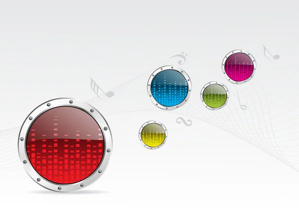 Fond Avec Notes Musicales Bouton Coloré — Image vectorielle