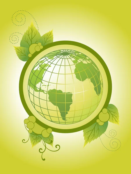 Fond Vectoriel Abstrait Environnement Avec Couverture Globe Avec Floral — Image vectorielle