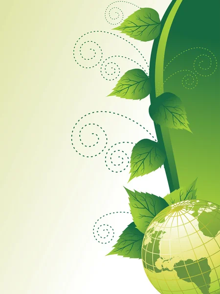 Abstract Vector Milieu Achtergrond Met Globe Cover Met Bloemen — Stockvector