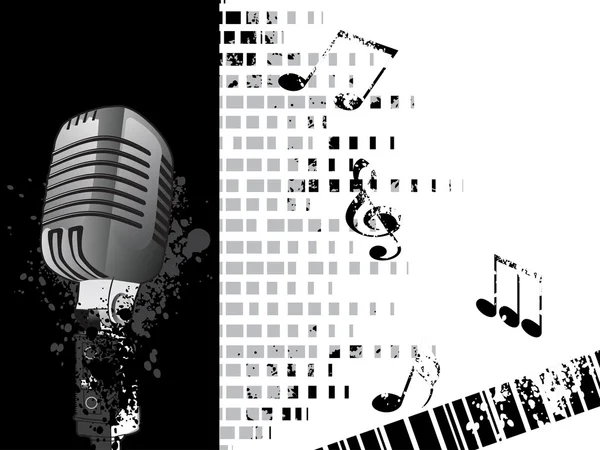 Textur Hintergrund mit Noten, Mikrofon — Stockvektor