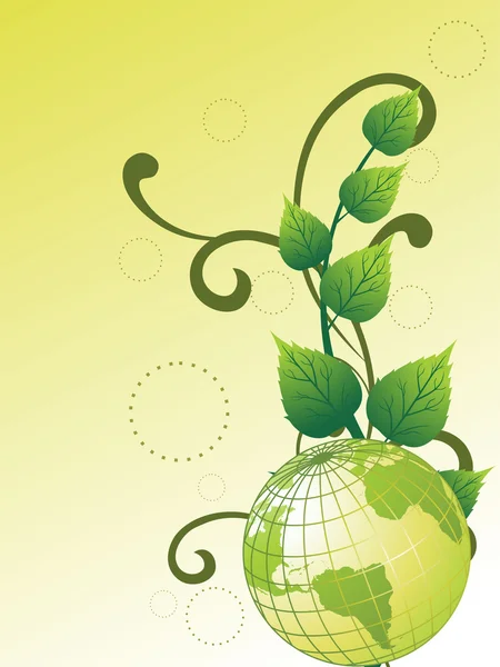 Arrière-plan avec courbe floral, globe — Image vectorielle