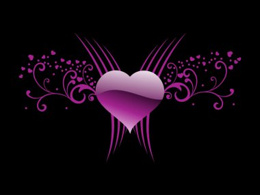 background with floral decorated heart clipart