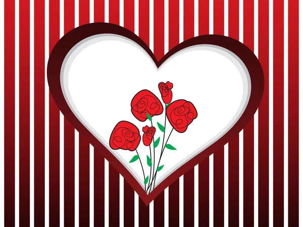 Αφηρημένη Έννοια Ρομαντική Backgorund Την Καρδιά Και Τριαντάφυλλο — Διανυσματικό Αρχείο