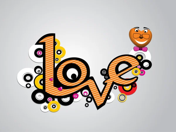 Abstrait Fond Gris Avec Amour Artistique Avec Coeur Drôle Mignon — Image vectorielle