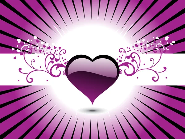 Абстрактные Фиолетовые Лучи Фона Изолированным Украшенным Сердцем — стоковый вектор