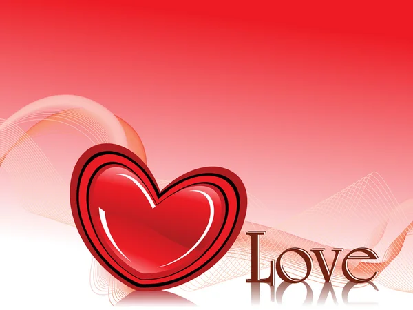 Fond ondulé avec coeur rouge romantique — Image vectorielle