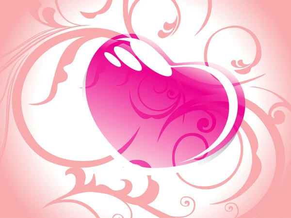 로맨틱 핑크 하트와 꽃 배경 — 스톡 벡터