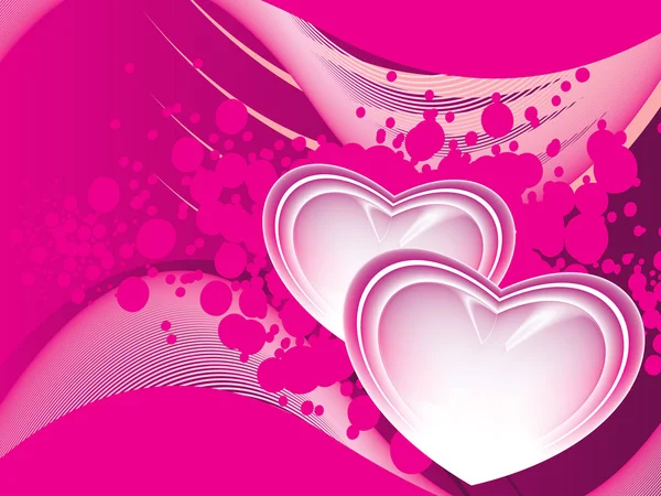 Fondo con conjunto de corazón rosa romántico — Vector de stock