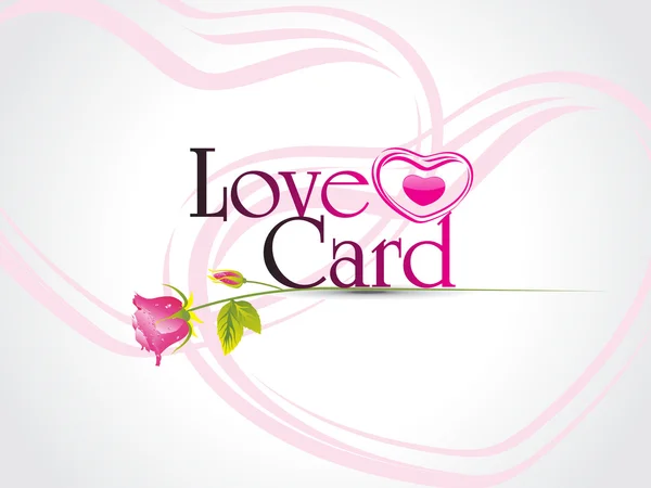 矢量爱心卡与粉红色的玫瑰 — 图库矢量图片