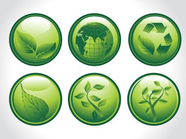 Vector set of six go green concept icons clipart